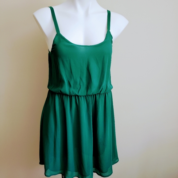 Lush Dresses & Skirts - Lush Spaghetti Strap Green Elastic Waist Dress XS